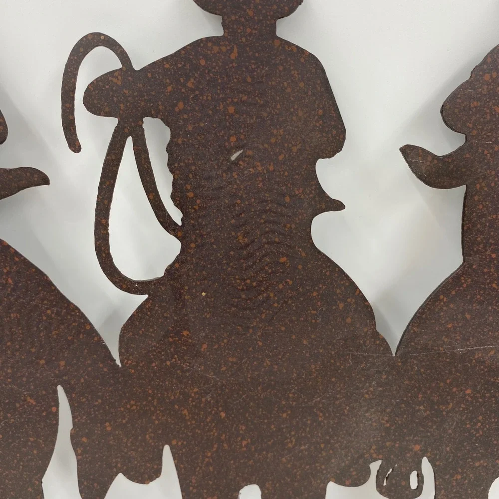 Large Metal Cowboy Welcome Sign Rust Brown Western Wall Art Ranch Rodeo Horse